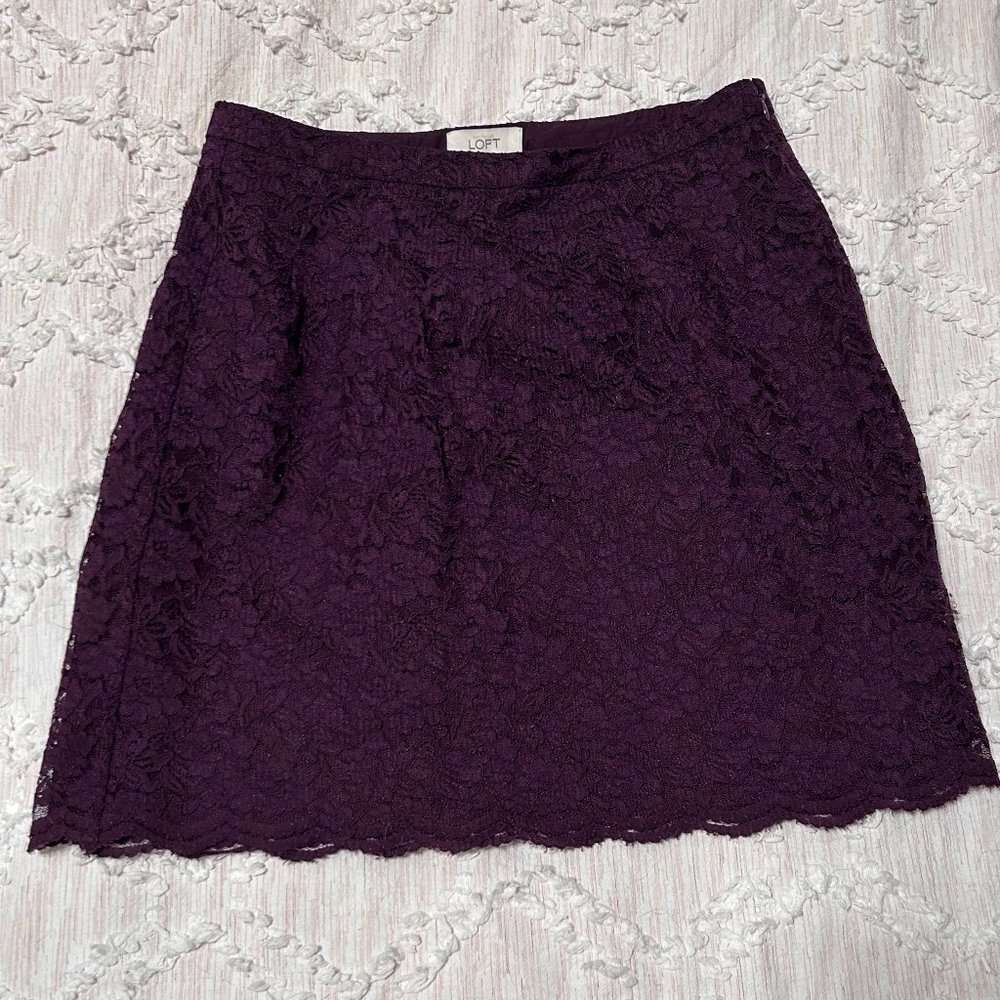 Loft Purple Lace Skirt - Size 2